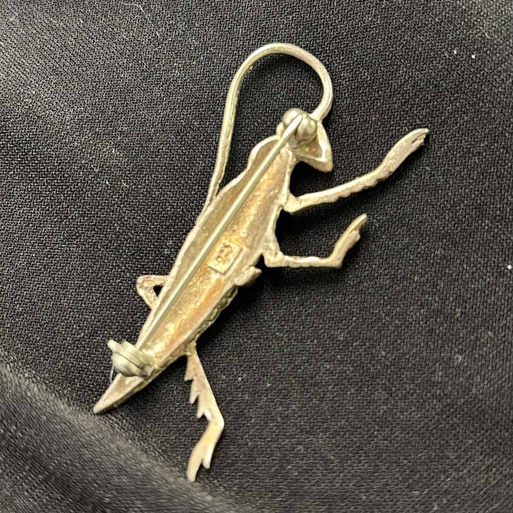 925 Silver Grasshopper Cricket Brooch - Picture 4 of 5